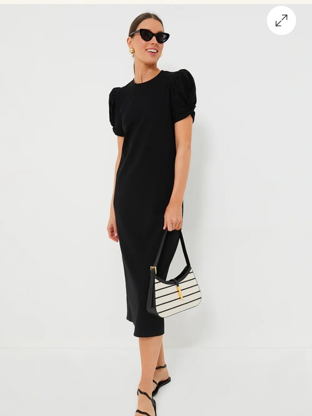 Tuckernuck Black Puff-Sleeve Vesty Midi Dress